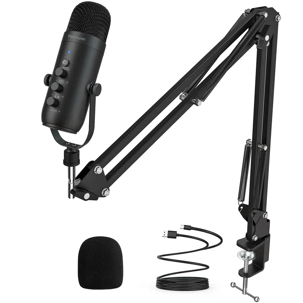 Kit De Micrófono Profesional Para Transmisión De Podcast Con Soporte Voladizo, Adecuado Para Grabaciones De Youtube.