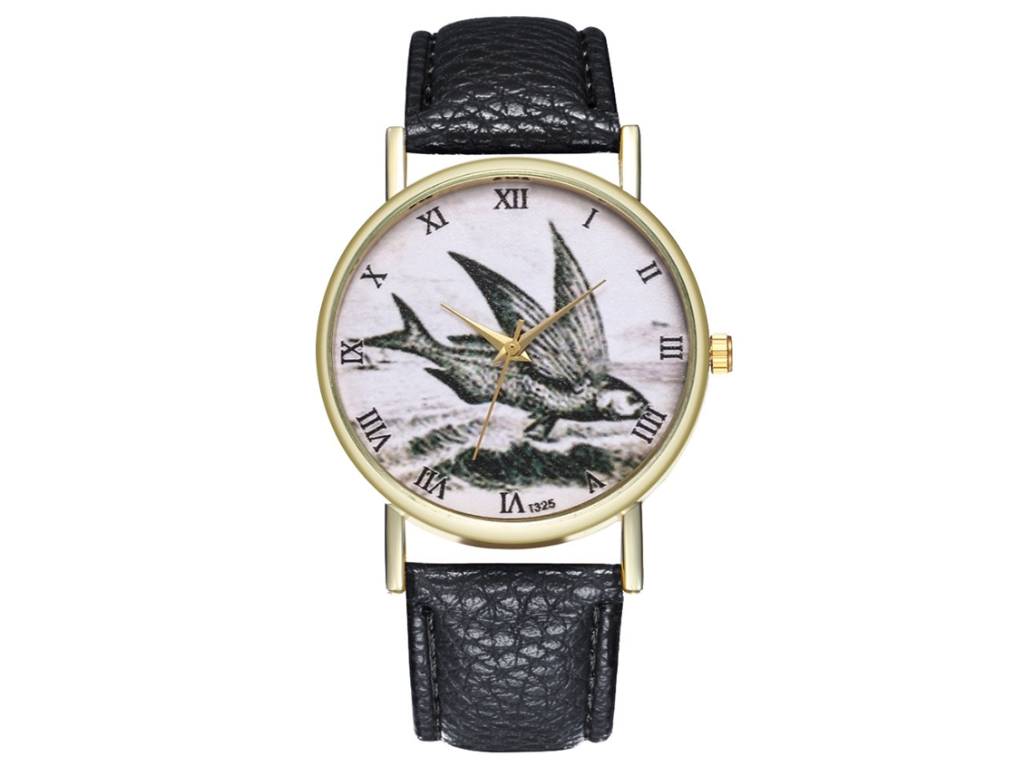 Reloj De Pulsera De Cuarzo Con Diseño Retro, Unisex Casual Para Hombre Y Mujer Negro