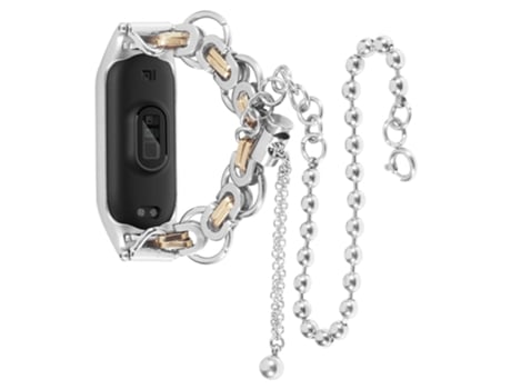 Correa de acero inoxidable dos filas para Xiaomi Mi Band 3/4 - plata/oro