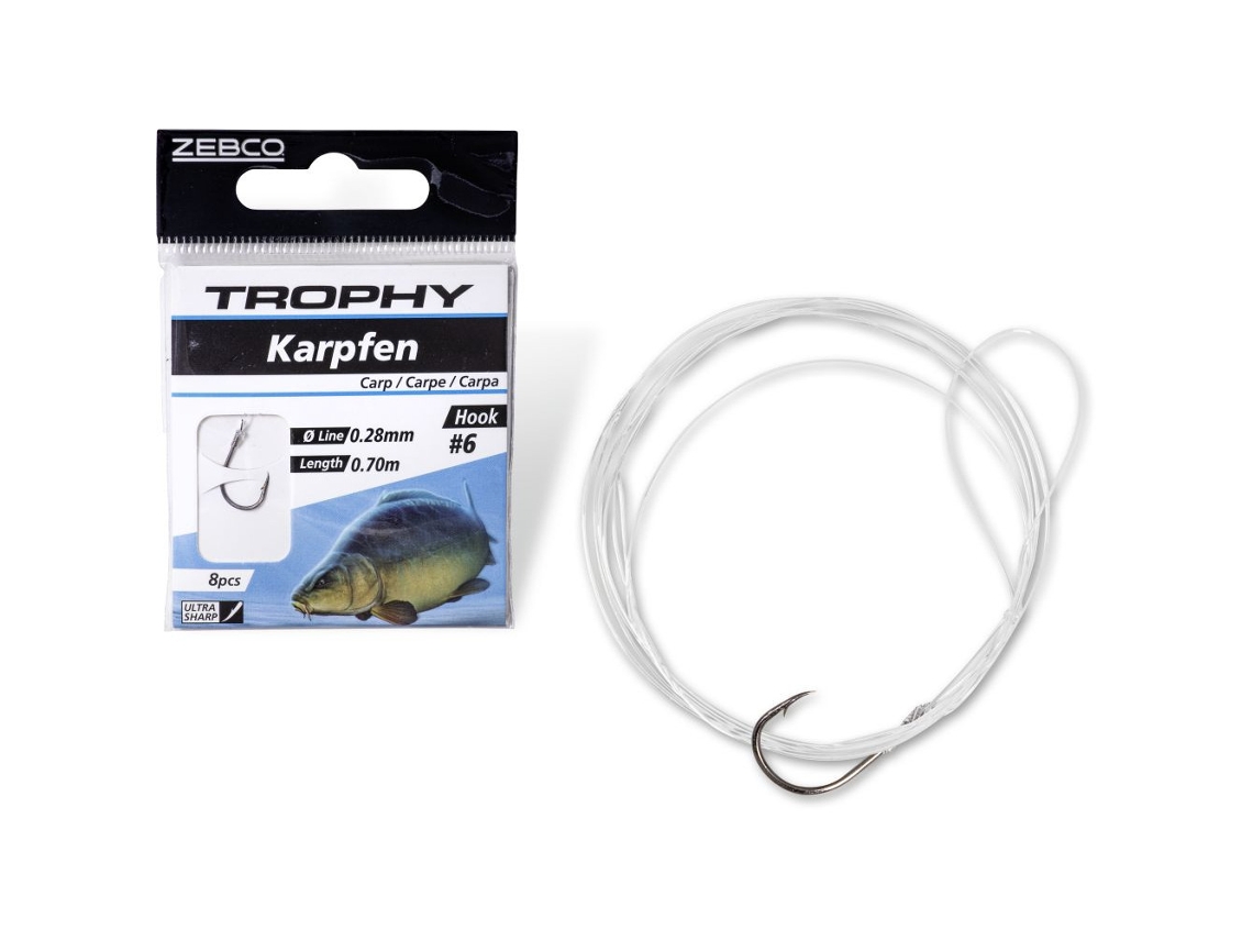 Paquete de 8 líderes ZEBCO Trophy Carp 0,35mm 70cm