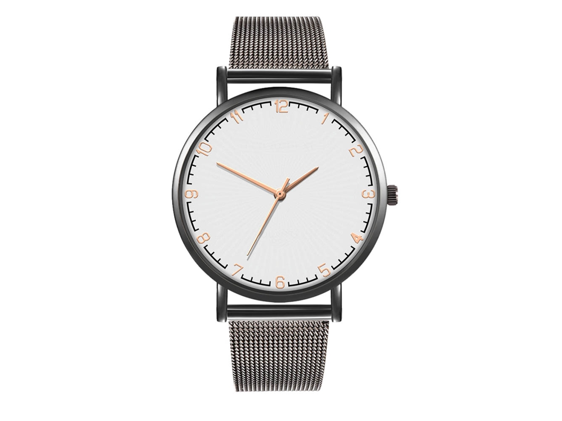 Reloj De Cuarzo De Pareja Con Correa De Malla Casual Estilo Fashion Blanco Negro