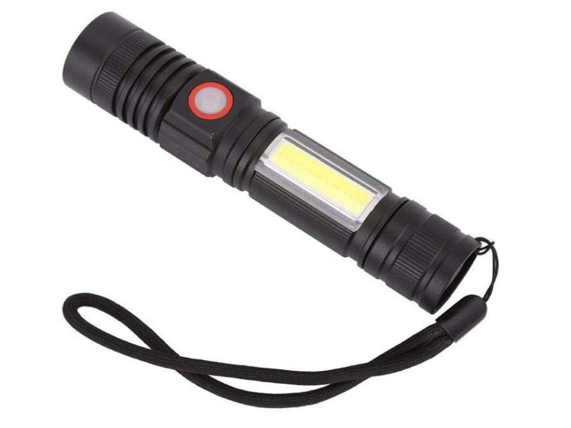Linterna LED Yizhood de aleación de aluminio, resistente al agua y de alto brillo, para emergencias de acampada al aire libre (negra)