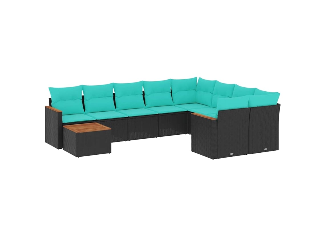 Maison Exclusive - Conjunto De Sofá De Jardín De 10 Piezas Con Cojines, De Poliratán Negro