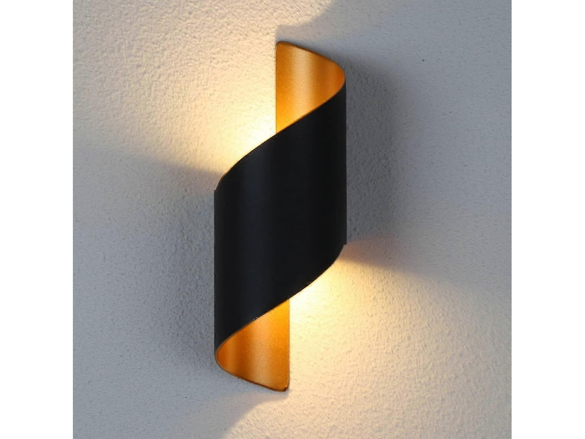 Rebe-lámpara De Pared Espiral Led 10w 3000k Blanco Cálido Ip65 Aluminio Negro Para Bar, Dormitorio, Cocina