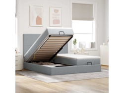 Estructura De Cama Otomana Colchones Tela Gris Claro 180x200cm