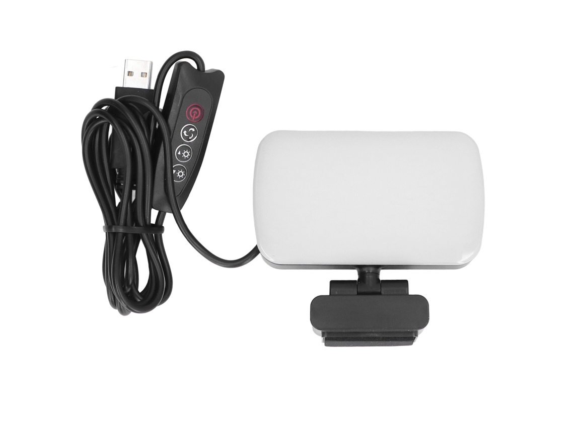 2026-luz De Relleno Led Clip-on Giratoria 360° 10 Niveles Ajustables Para Video Conferencia Usb Portátil