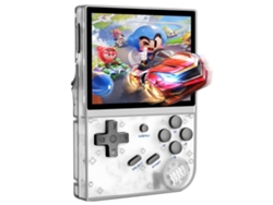Consola de Juegos Portátil ANBERNIC RG35XX 3.5 Pulgadas IPS Pantalla Completa Linux 64GB Tarjeta SD 5000 Juegos Blanco Transparente