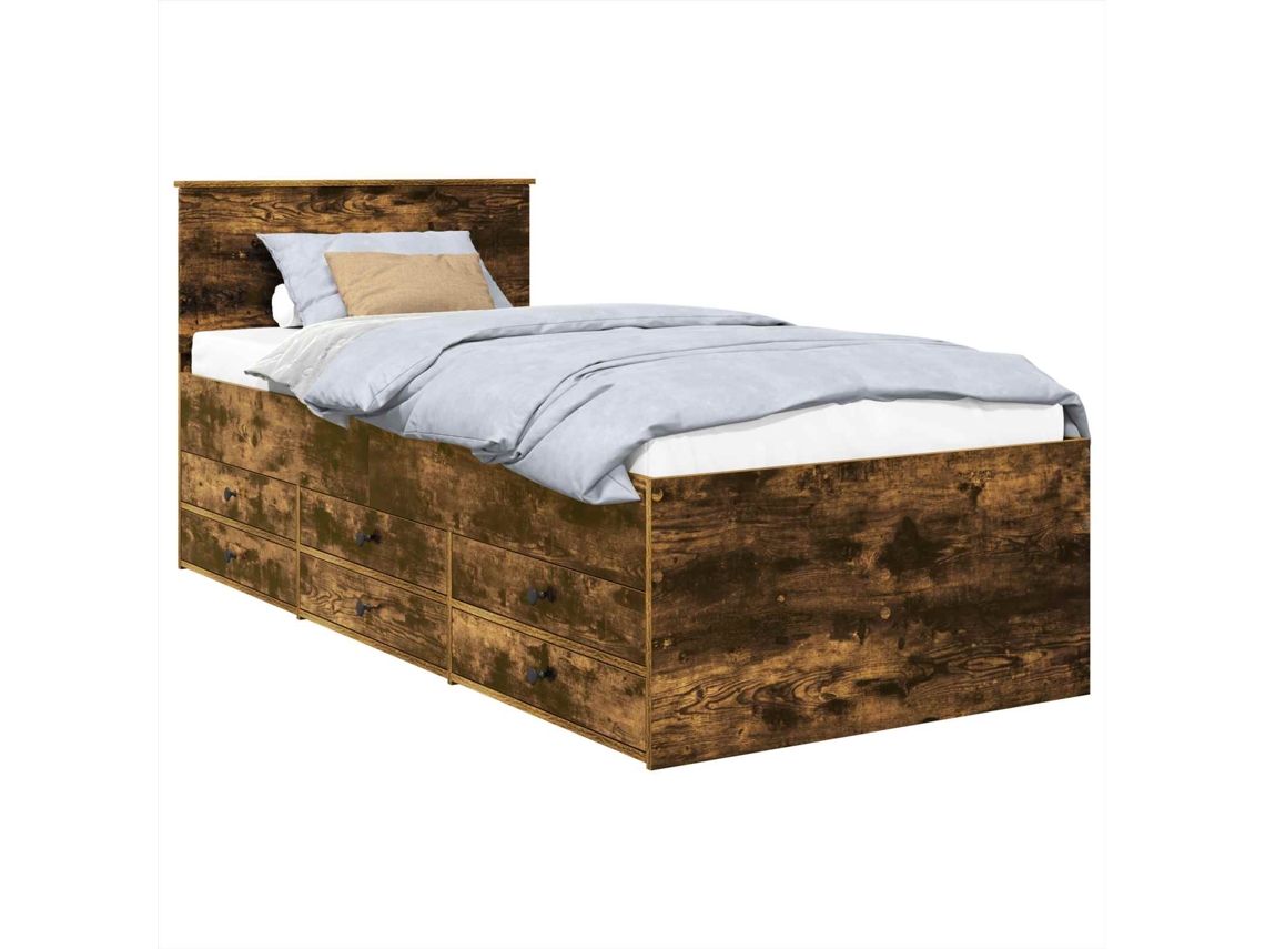 Maison Exclusive - Sofá Cama Con Cajón Manual Roble Ahumado Y Negro 75 X 190 Cm