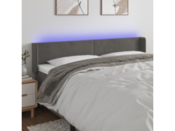 Cabecero Con Led De Terciopelo Gris Oscuro 203x16x78/88 Cm