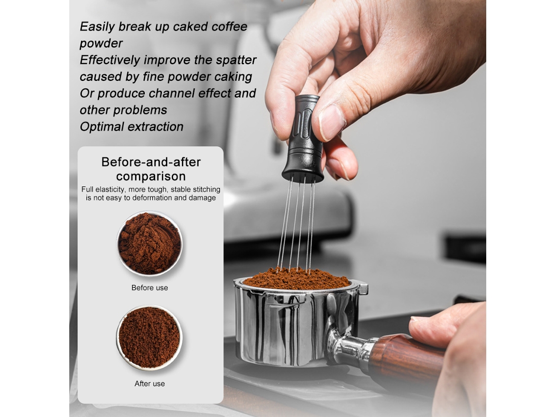 Herramienta Para Café Espresso Wdt, 6 Agujas, Dispensador Ajustable De 0,4 Mm, Acero Inoxidable Con Base Magnética.