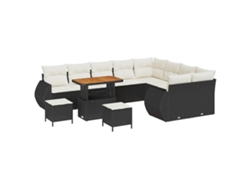 Maison Exclusive - Conjunto De Sofá De Jardín Con Cojín 12 Pcs Negro Y Crema