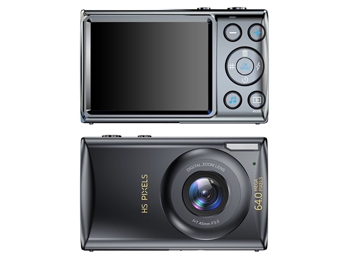 Cámara digital ELORY con enfoque automático, 64 MP UHD 4K, cámara para vlogs, zoom digital de 18x, foco portátil compacto.