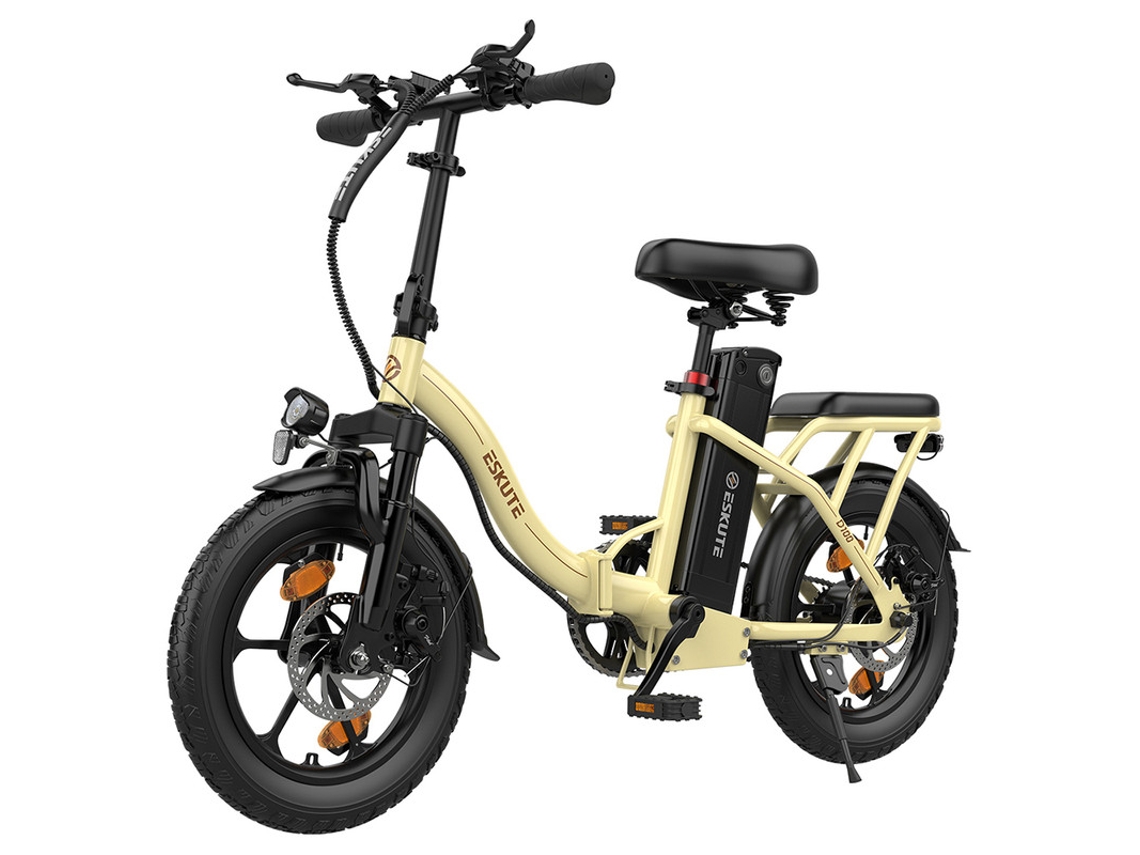 Bicicleta eléctrica Eskute D100, ruedas de 162,5 pulgadas, 250 W, 36 V, 13 Ah, autonomía máxima de 35 a 65 km, color amarillo
