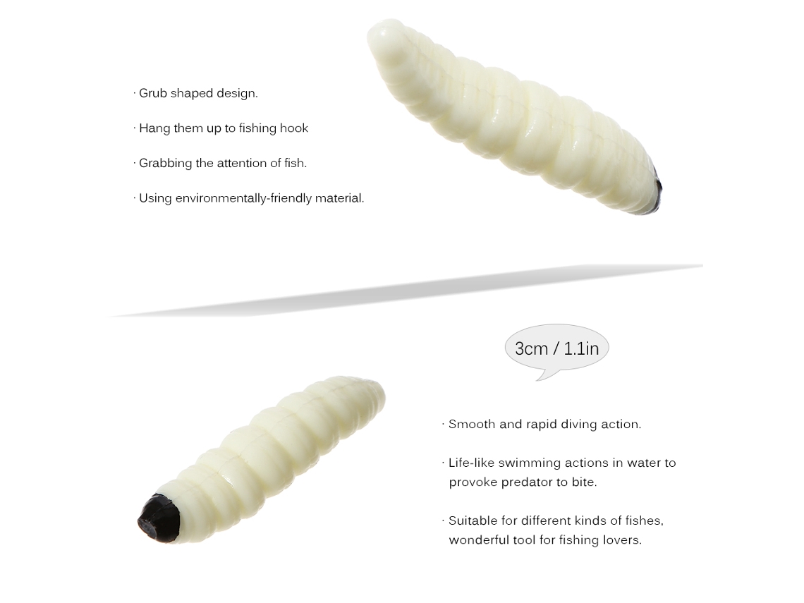 2026rebe-20 Piezas De Cebo De Pesca Suave Gusano Maggot Grub 3cm 1g Artificial Para Pesca