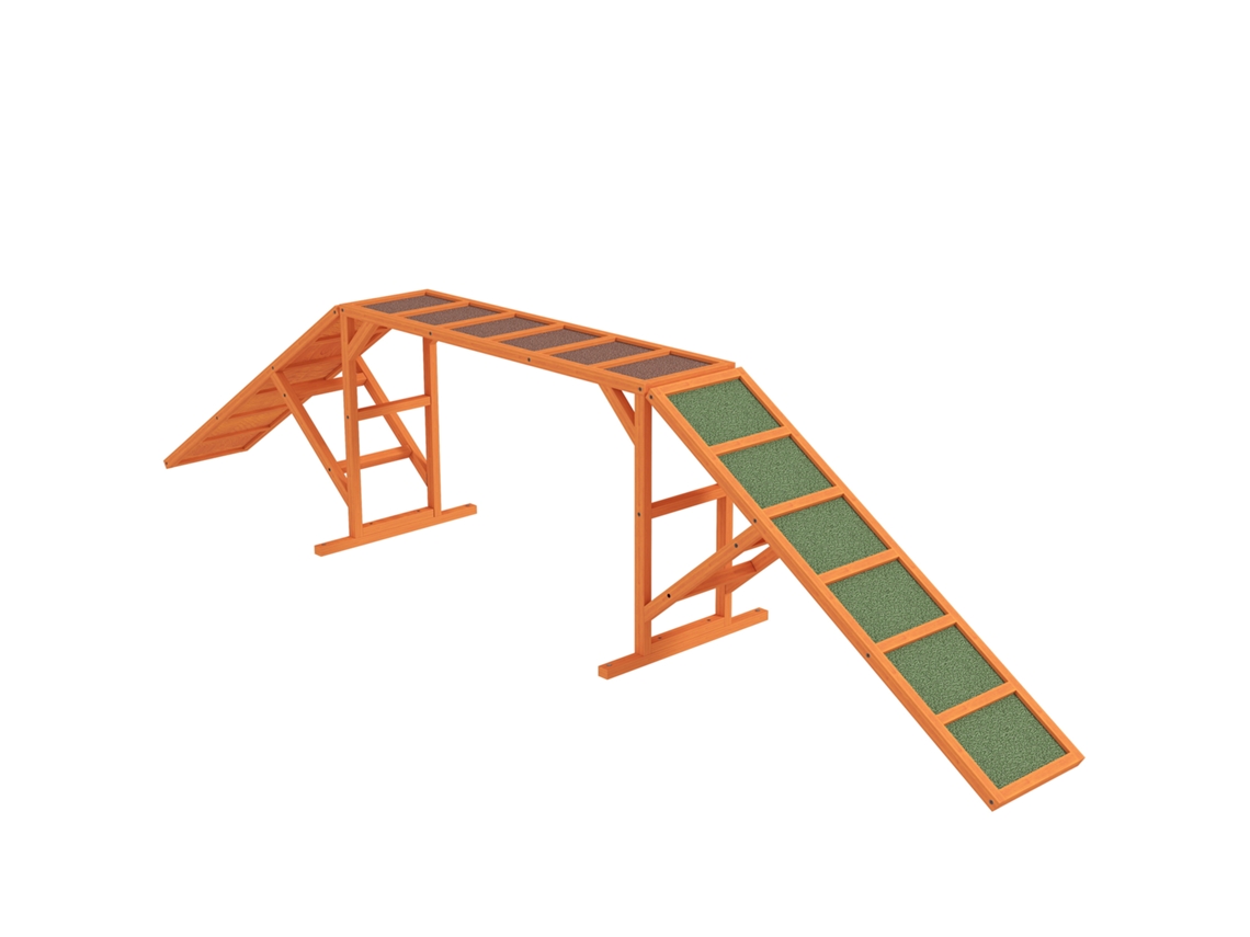Puente De Agilidad Con Barra Antideslizante, Naranja, 325x55x69cm