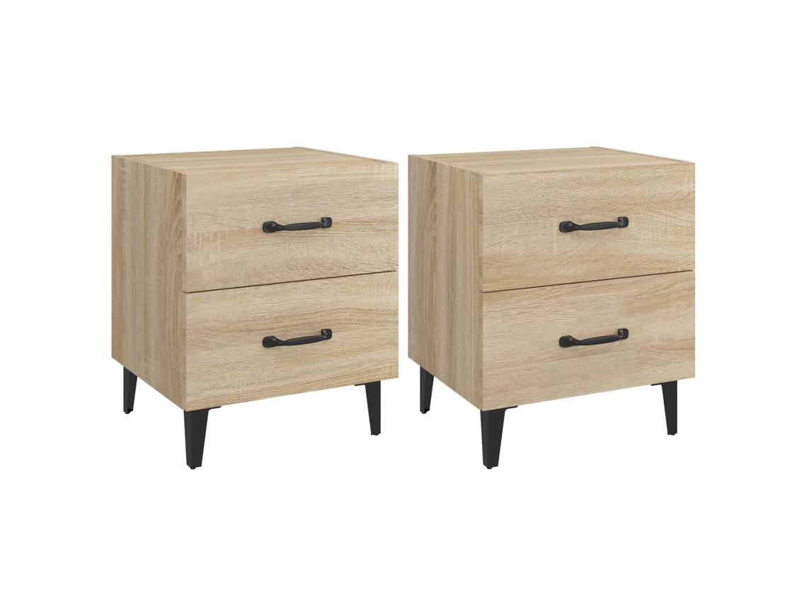 Juego de 2 mesitas de noche de roble exclusivas de Sonoma Maison, 40 x 35 x 47,5 cm