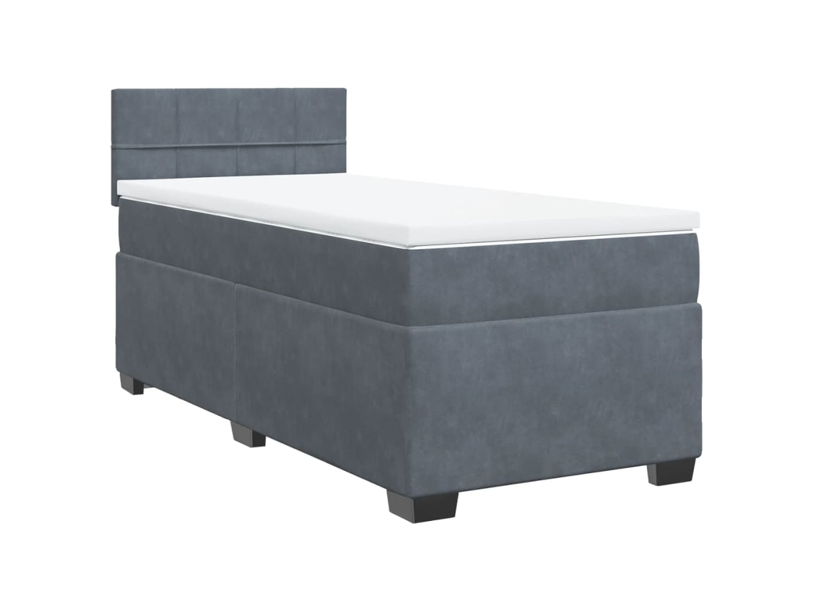Maison Exclusive - Cama Box Spring Con Colchón Terciopelo Gris Oscuro 100x200 Cm