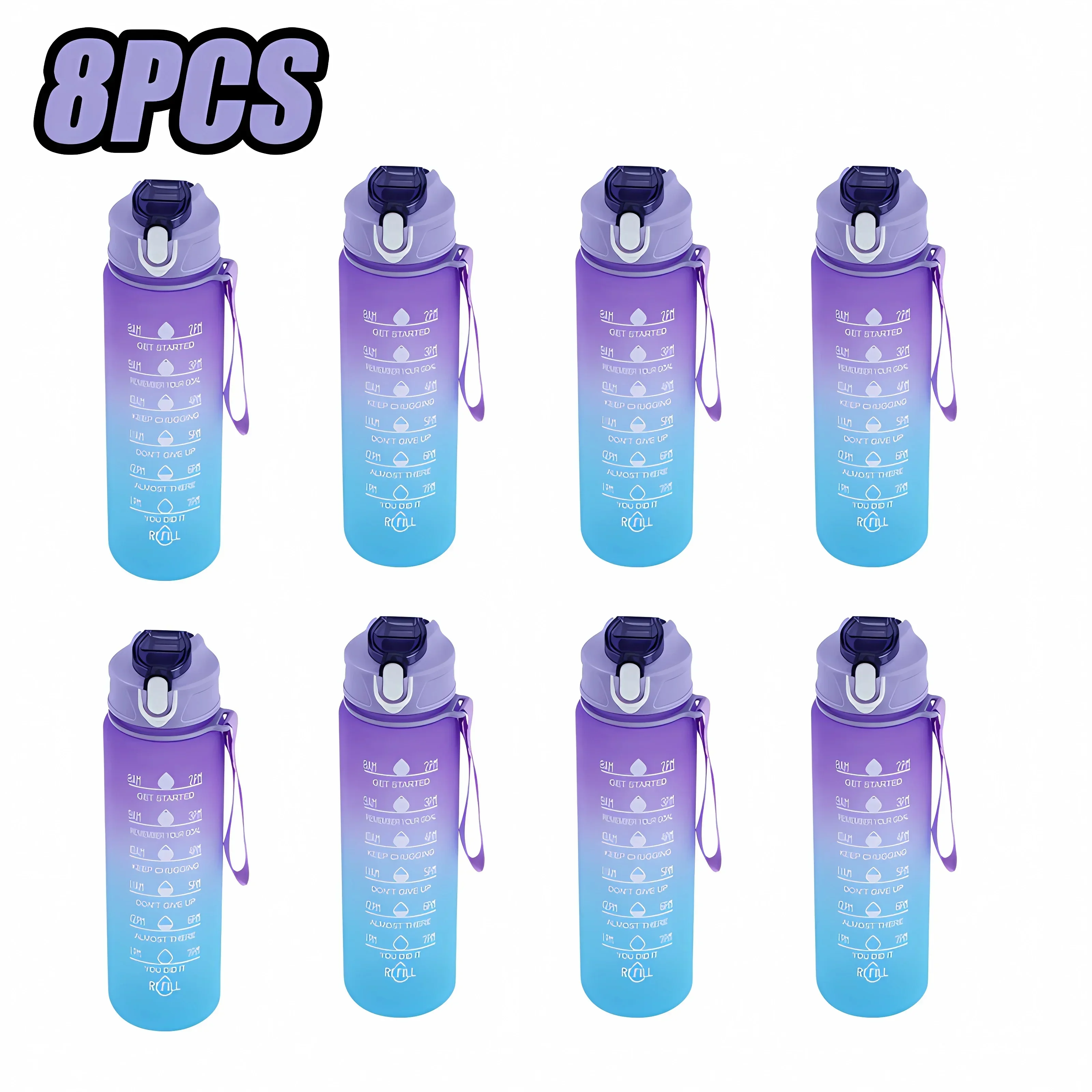 Botella deportiva de 750 ml con niebla que cambia de color Mdug (juego de 8 unidades en morado)
