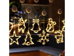 Luces Navideñas Para Ventana – Decoración Led Colgante Con Ventosa – Funciona Con Pilas (diseño De Ciervo)