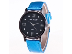 Reloj De Pulsera De Negocios Para Mujer En Aleación Con Esfera Redonda, Movimiento De Cuarzo Analógico, Color Azul.