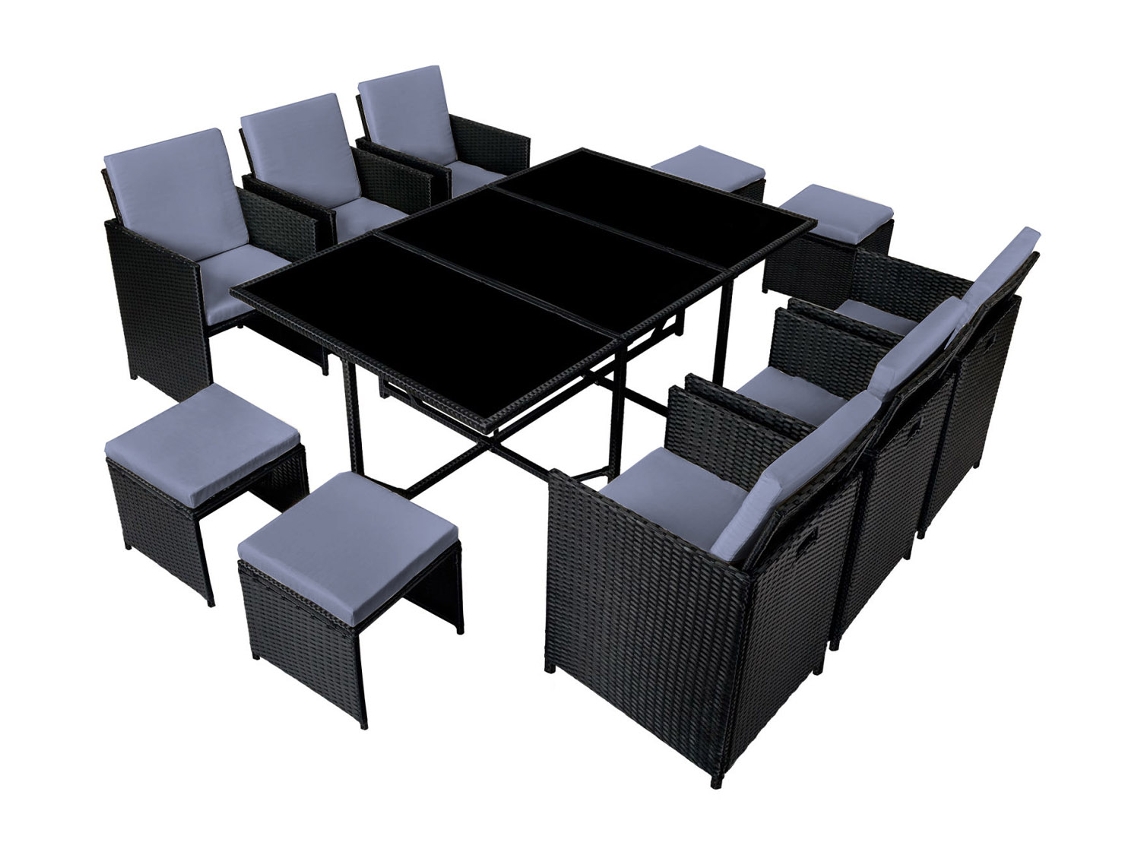 Conjunto de Jardín CONCEPT U Florida (Negro y Gris - Resina - 296x166x88 cm)