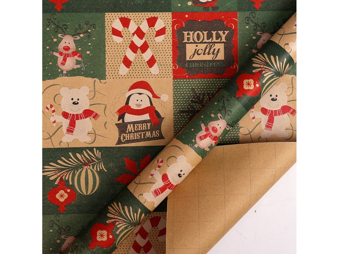 Papel de regalo navideño Eifson, papel kraft para envolver regalos de Navidad, 43 cm x 3 m (06)