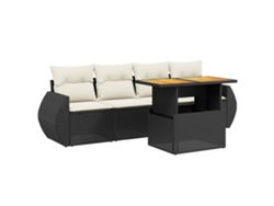 Maison Exclusive - Set De Muebles De Jardín 5 Pzas Y Cojines Ratán Sintético Negro