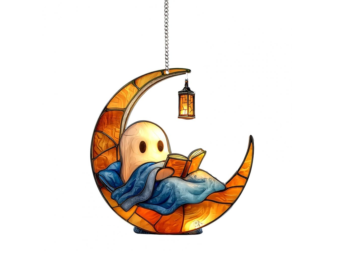 Fantasma colgante acrílico de la serie Sun, colgante decorativo de Halloween para ventanas y porches, estilo Viewleaf G