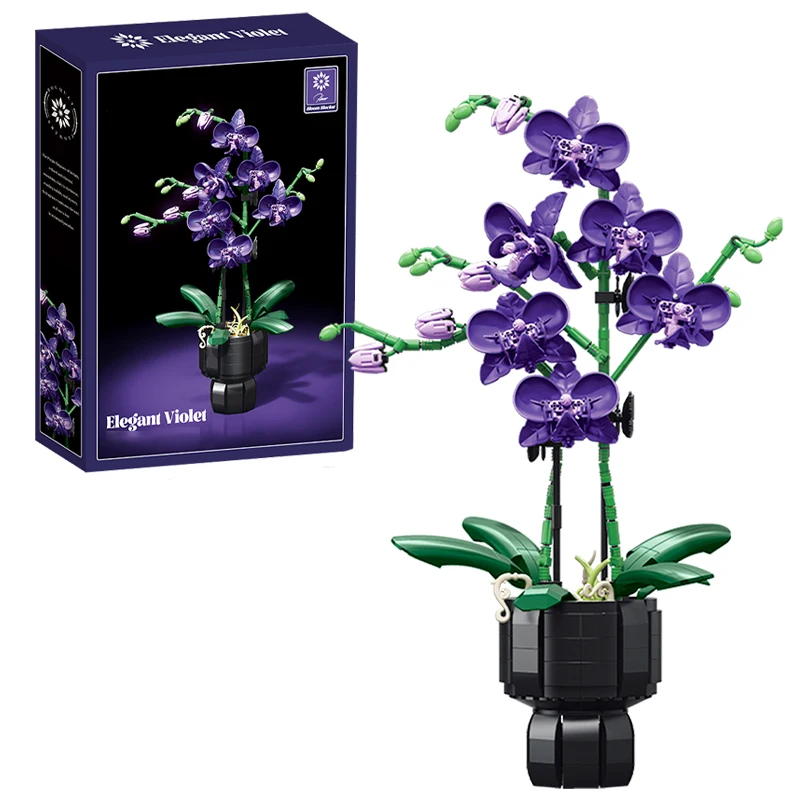 Modelo De Planta Estilo Bonsái Con Ramo De Orquídeas Moc (bloques De Construcción)