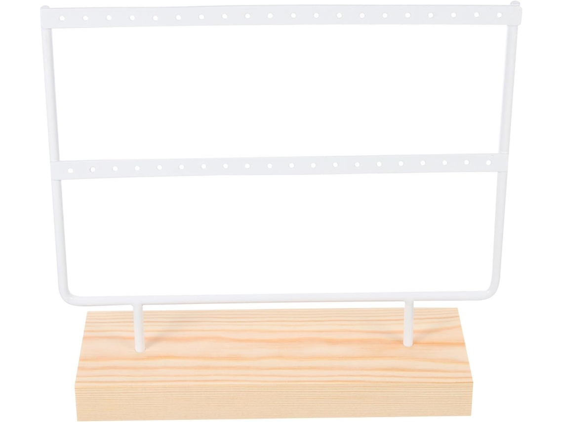 Organizador Joyas Madera Hierro Almacenamiento Exhibición Soporte Boutique Blanco Pendientes