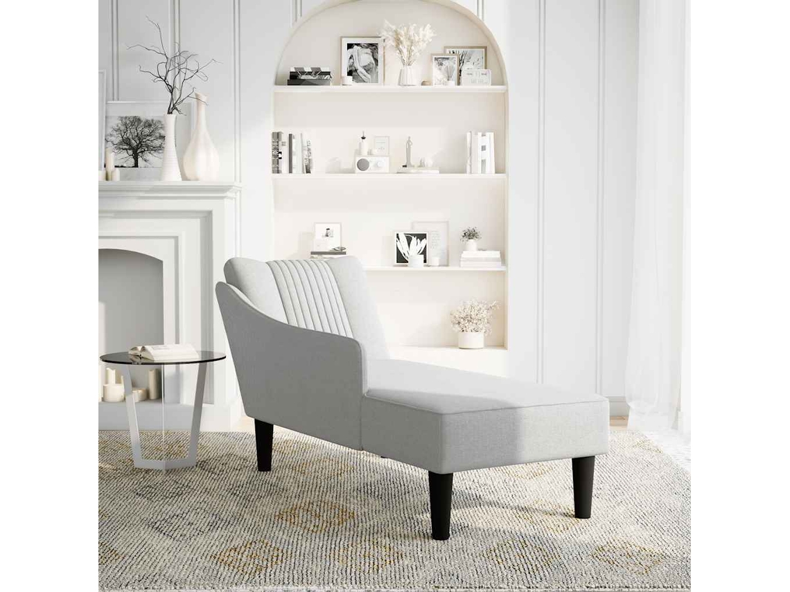 Chaise longue con reposabrazos derecho en tela gris nube Wsd453940 Lovely Home