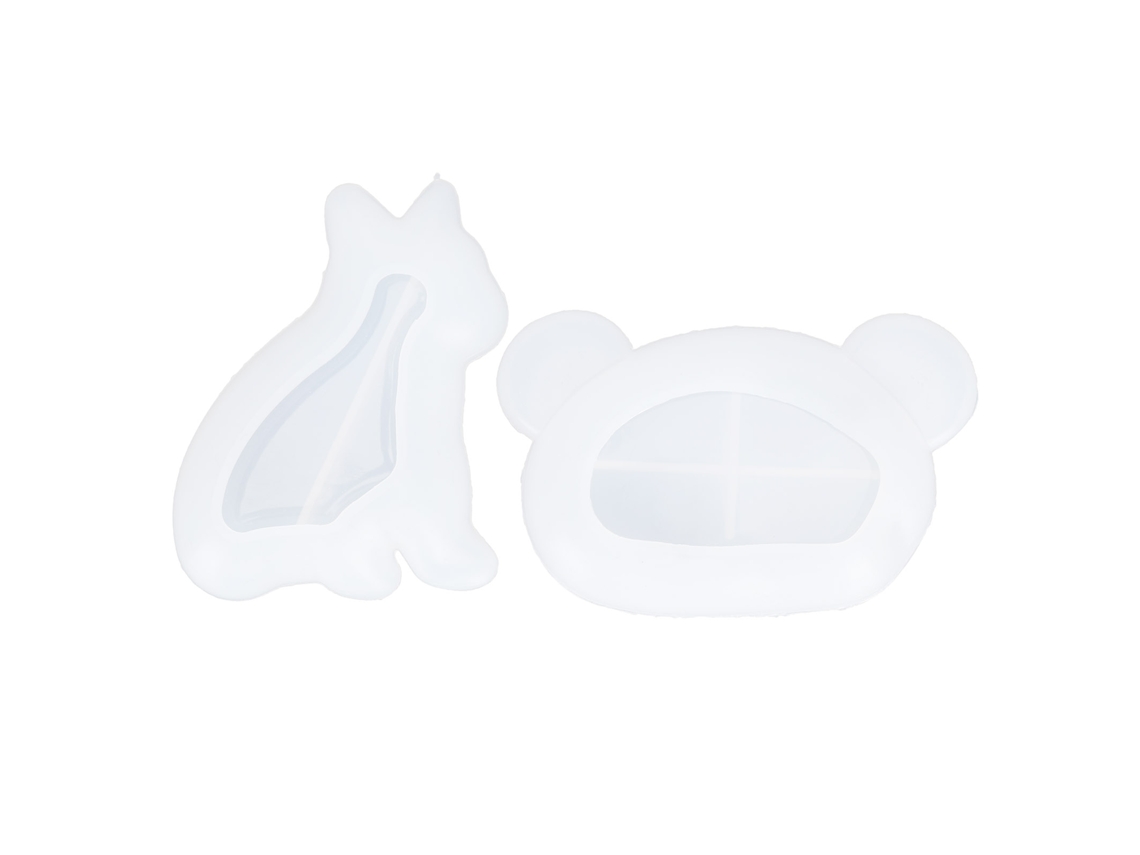 2 Moldes De Silicona Con Forma De Animales (perro Y Oso) Para Decorar Platos (hazlo Tú Mismo).