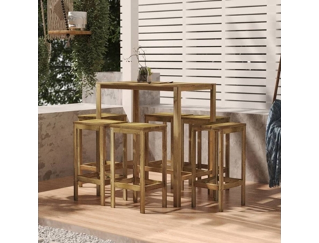 Conjunto 7 de bar de jardín VIDAXL madera de pino impregnada