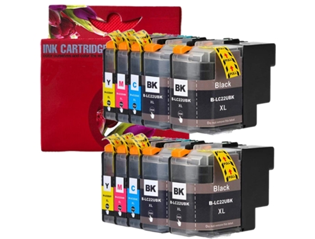 Pack 10 Cartuchos de Tinta Compatibles Brother LC22U LC22UBKBP LC22UCBP LC22UMBP LC22UYBP MFC J985DW, DCP J785DW