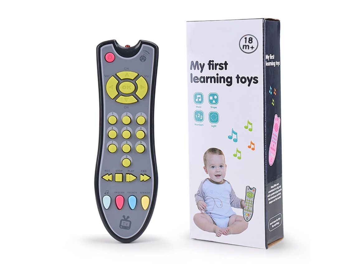 Brinquedo Controle Remoto Bebê Simulação Tv Com Música Aprendizagem Inglês Educativo Cinza