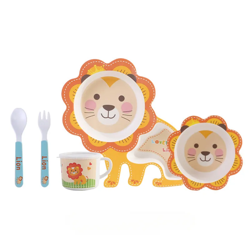 Juego De Vajilla Infantil, Fabricado En Fibra De Bambú, Con Cuenco Y Plato Irrompibles Para Bebés. Leão Czhhmart