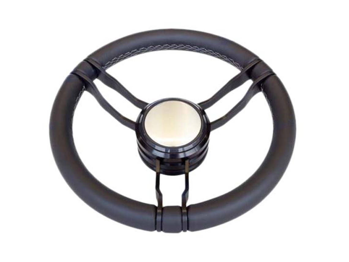 Volante de Couro Tino Prateado 350 Mmgoldenship