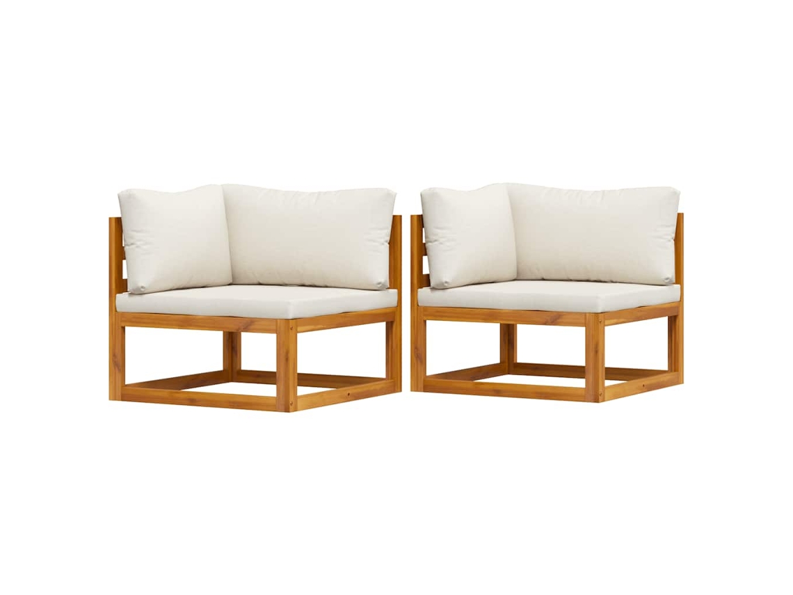 Maison Exclusive - Sofás De Esquina Modulares 2 Uds Con Cojines Tela Blanco Crema