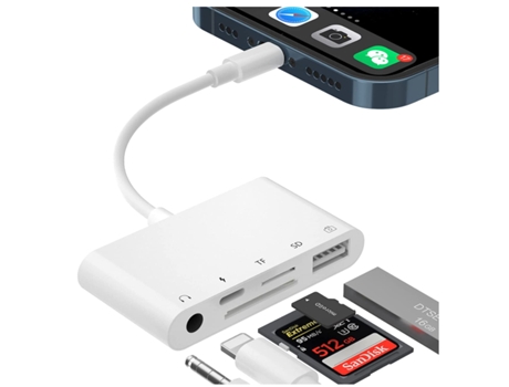 Adaptador de Leitor de Tarjeta Sd para I-Phone CHRONUS HDMI1218-Y7 Blanco