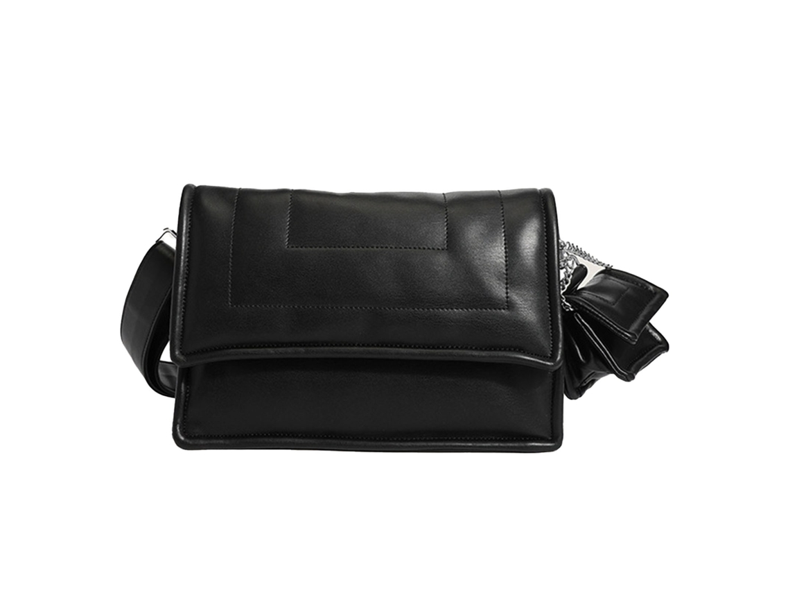 Bolso De Mano Plegable De Gran Capacidad Con Relleno De Plumas De Pu Suave, Bolso De Hombro Pequeño Negro
