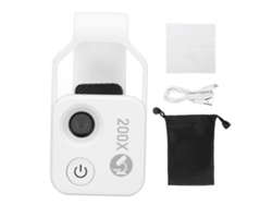 Microscopio De Bolsillo Para Teléfono Móvil 200x Con Lente Cpl Y Luz Led, Mini Portátil, Blanco.