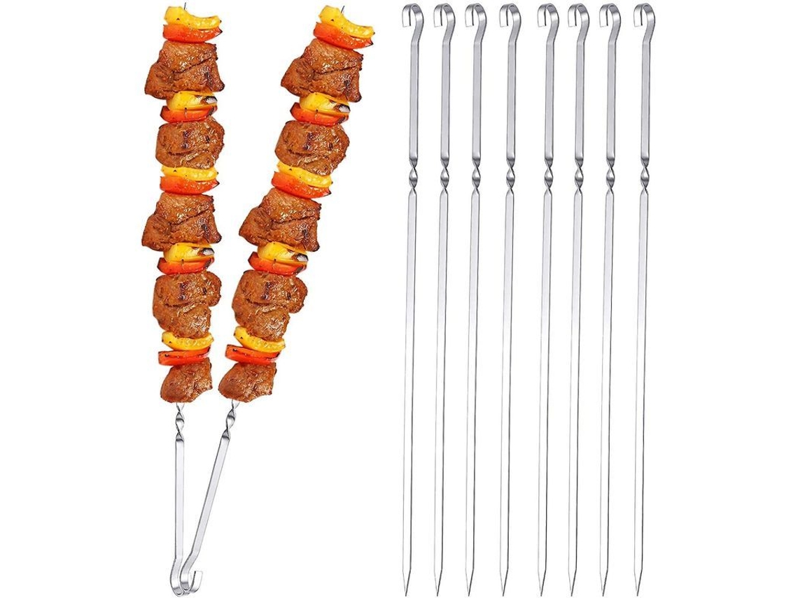 2026altiro-brochetas Para Barbacoa, Brochetas Largas De Acero Inoxidable De 37 Cm (10 Juegos)