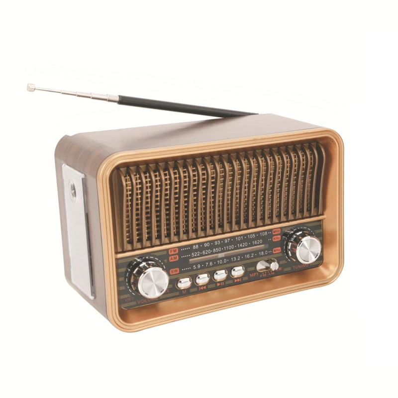 (oro) Receptor De Radio Portátil Fm/am/sw De Banda Completa Con Linterna Led, Bluetooth, Tarjeta Tf Y Reproductor De Música Usb