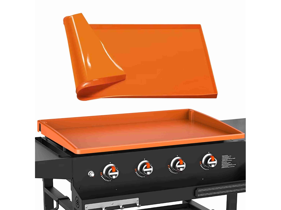 Alfombrilla de silicona para parrilla, resistente al calor, de grado alimenticio, color naranja, 22 pulgadas
