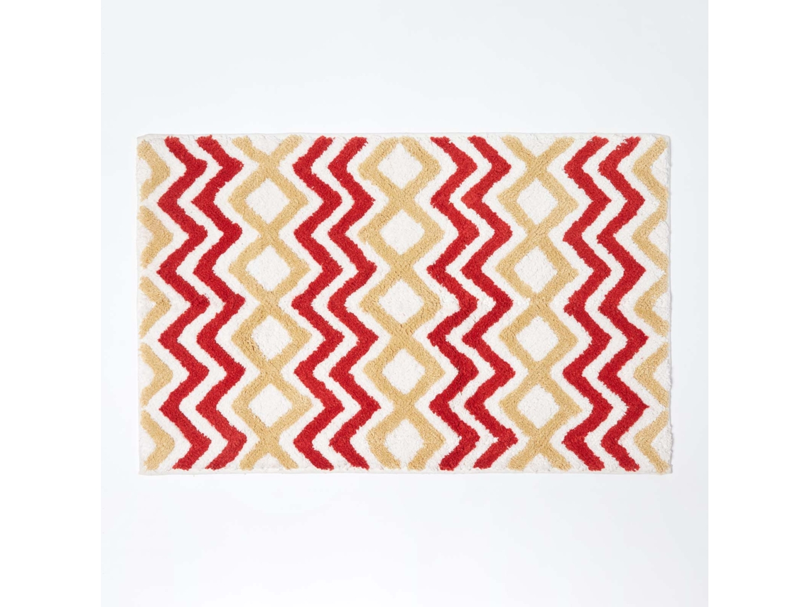 Homescapes Orange And Mustard Chevron Cotton Bath Mat