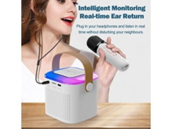 Máquina De Karaoke Portátil Con Micrófono Inalámbrico Para Adultos Y Niños, Colores Blanco/rosa Luz Dourada