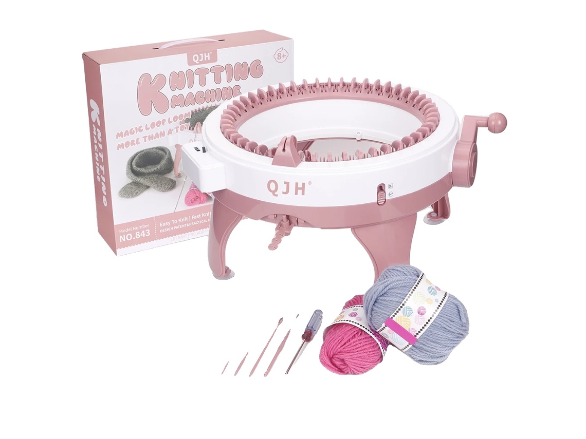 Máquina de tejer, 48 agujas, fácil de usar, incluye accesorios, rosa OEM