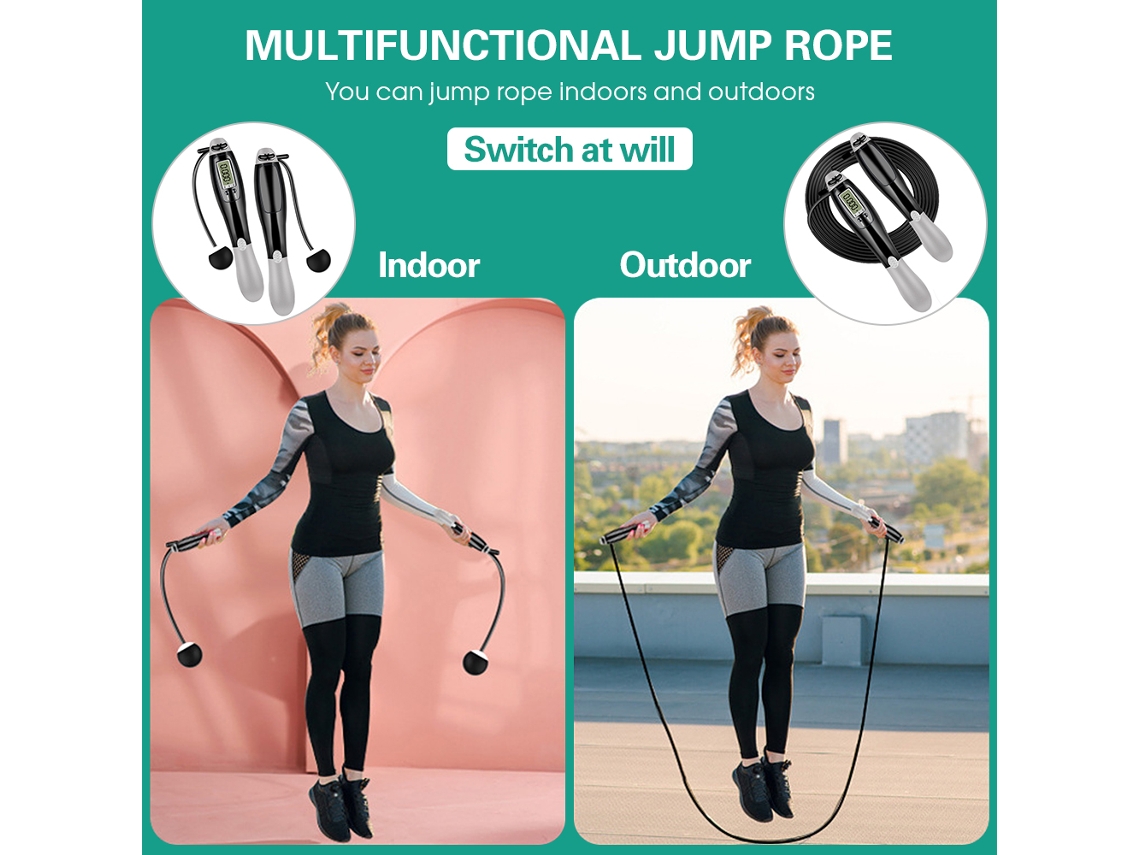 Cuerda Para Saltar Inteligente Ajustable Con Contador, Doble Función, Cable De Acero Y Sin Cables Para Hacer Ejercicio.