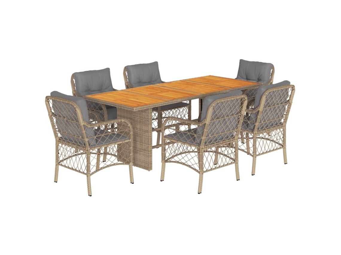 Maison Exclusive - Set Comedor De Jardín 7 Pzas Con Cojines Ratán Sintético Beige