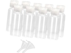 Juego de 15 botellas vacías de plástico transparente de 50 ml con tapa abatible (2 mini)